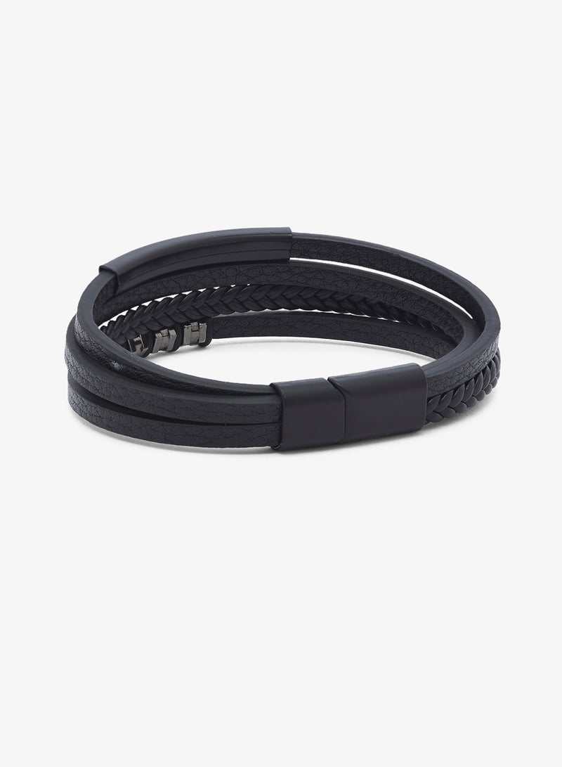 Seventy Five 4-Layer Leather Bracelet with Magnetic Clasp - Image 2